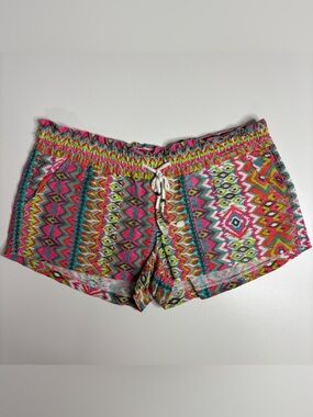 Roxy Boho Tribal Shorts Linen Blend Festival Beach Size M